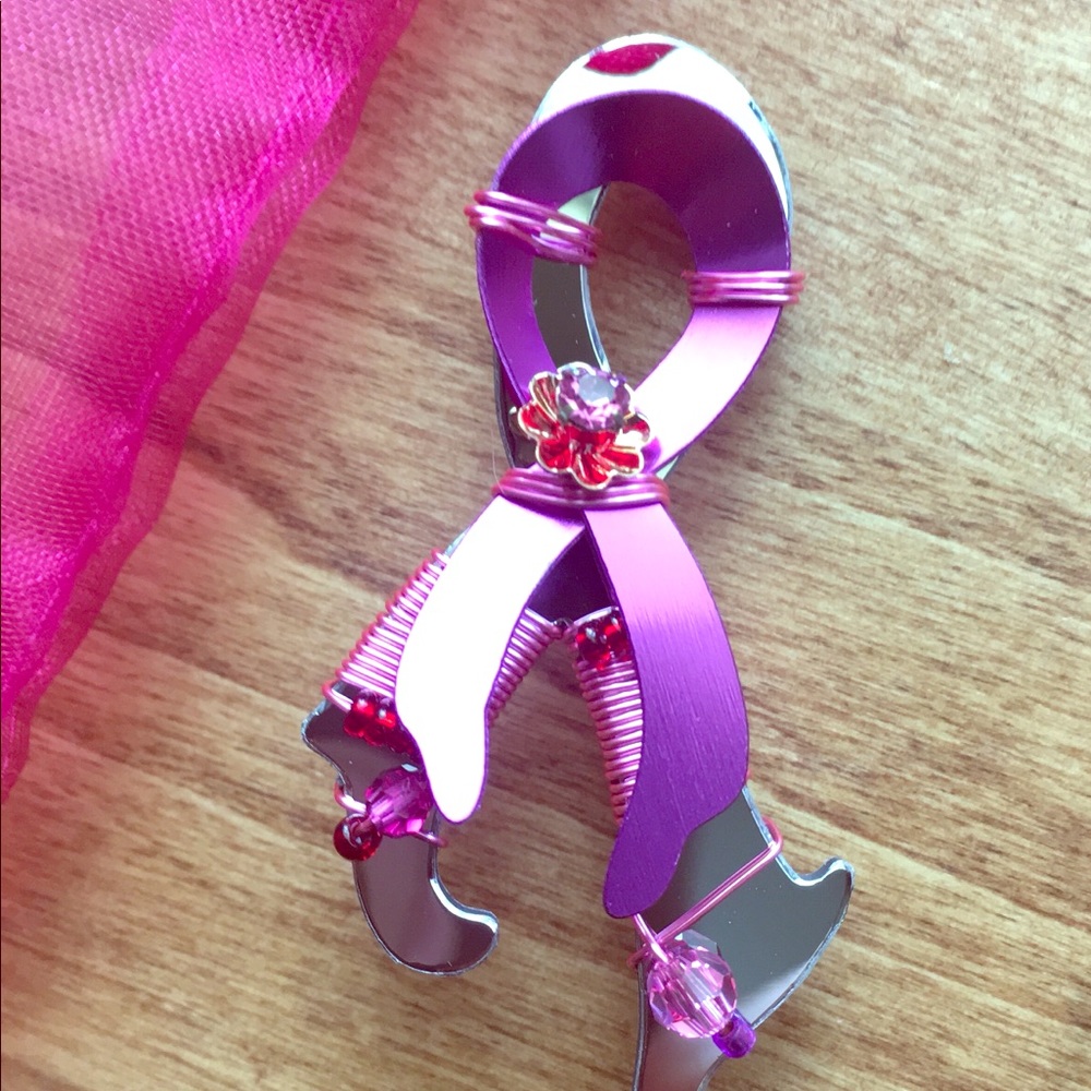 Liztech Breast Cancer Awareness Handmade Pin Rare